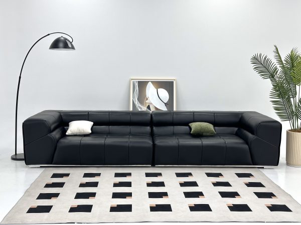 Eco-Genuine Leather Sofa with Russian Larch Frame Leather Settee Sofas