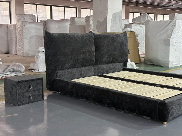 Top Grain Fabric Bed Frame with Wooden Base - Image 8