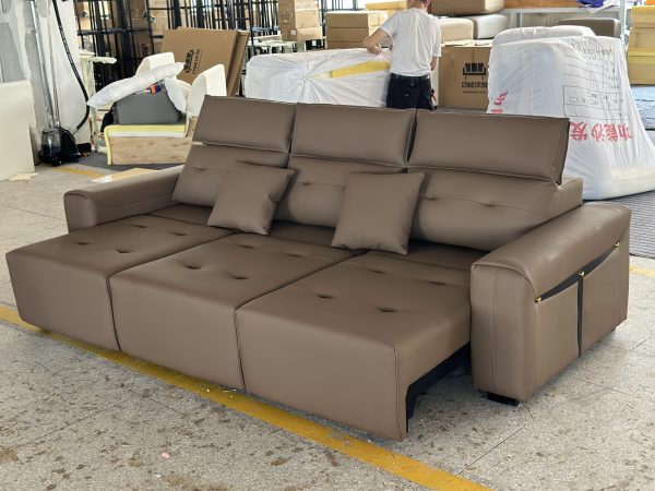 Leather Futon Sofa Converts to Bed in Seconds Electric Sofa for Apartment - Image 2