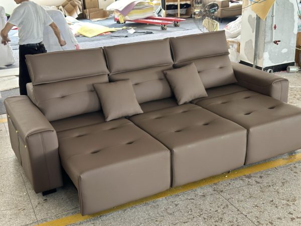 Leather Futon Sofa Converts to Bed in Seconds Electric Sofa for Apartment - Image 4