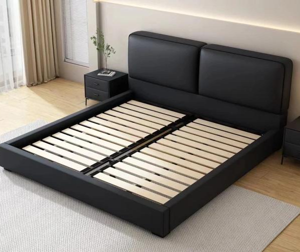 Genuine Leather Bed Frame King Size Handcrafted Luxury