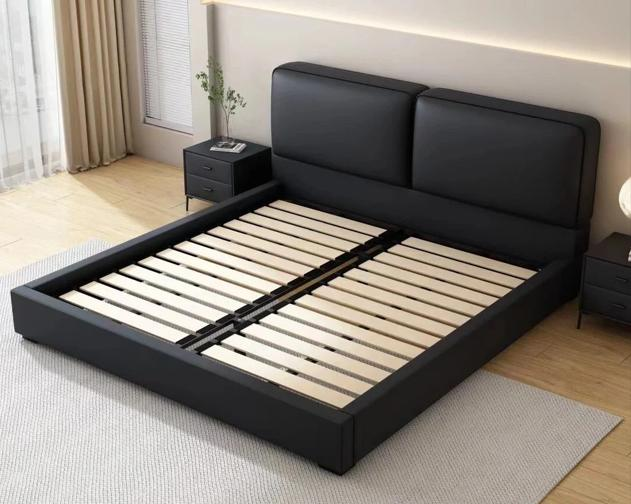 Genuine Leather Bed Frame King Size Handcrafted Luxury