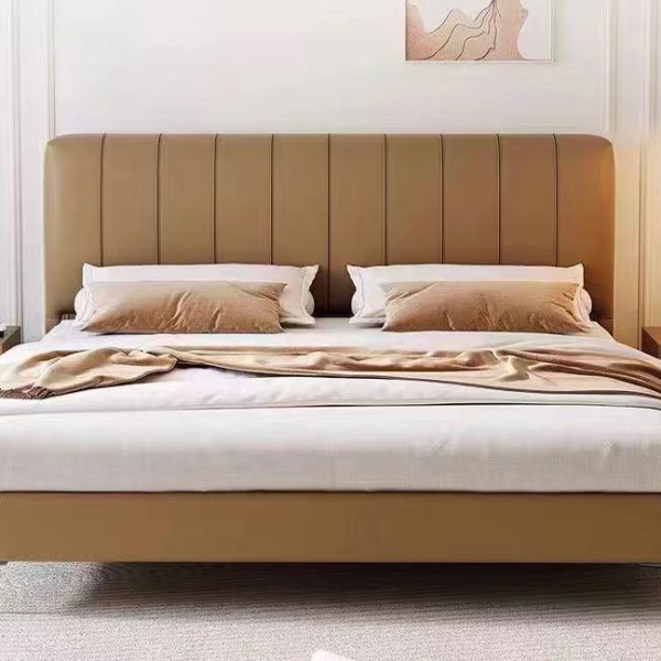 Italian Full Grain Leather Bed Queen Modern Design