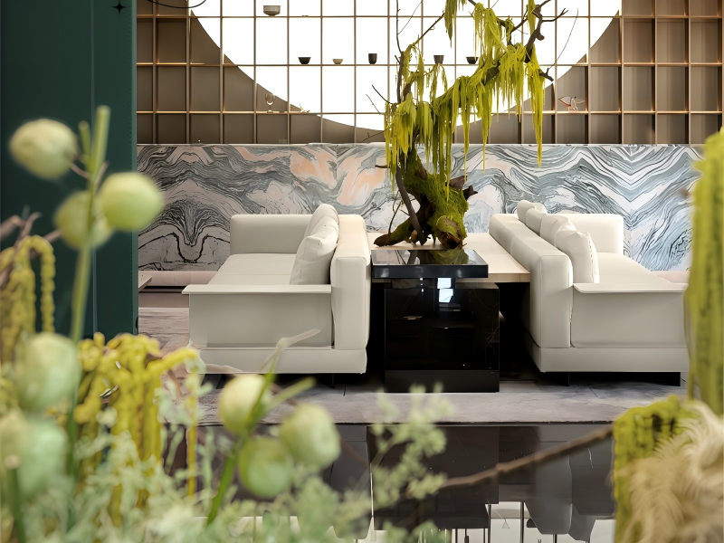 Hotel VIP lounge seating custom upholstery solid wood sofa