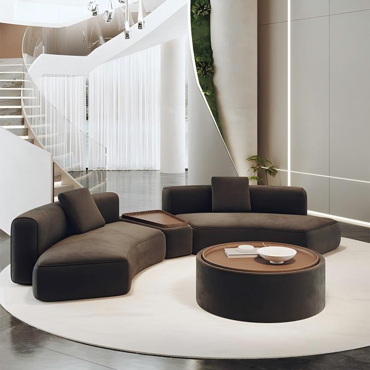 Custom curved lounge sofa set hidden storage coffee table for club reception