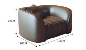 single curved genuine leather hotel sofa chair 93W 76D 72H cm