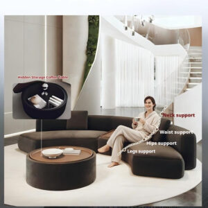 Global bespoke ergonomic curved modular sofa set custom hidden storage coffee table