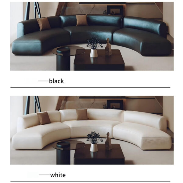 Large Curved Modular Leather Sectional Sofa, Customizable Color Options For Hotel Lobby Reception Lounge Furniture