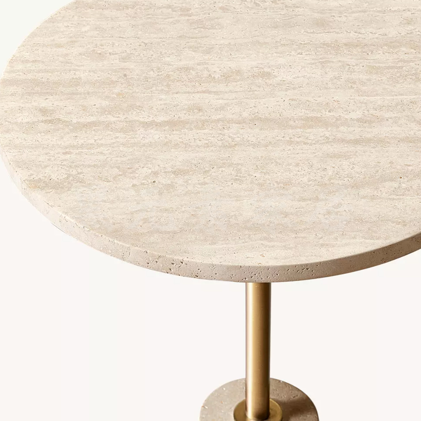 Natural travertine stone texture close‑up round side end table italian luxury accent furniture