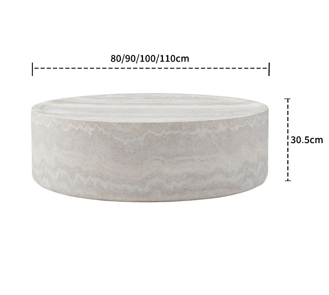 Round Drum Coffee Table Dimension Diagram 80‑110CM Dia 30.5CM Height