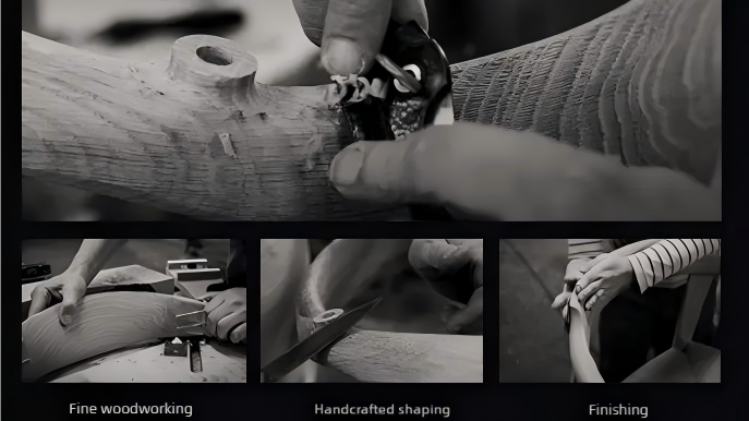 wabi-sabi cream sofa hand finishing and furniture craftsmanship during custom production