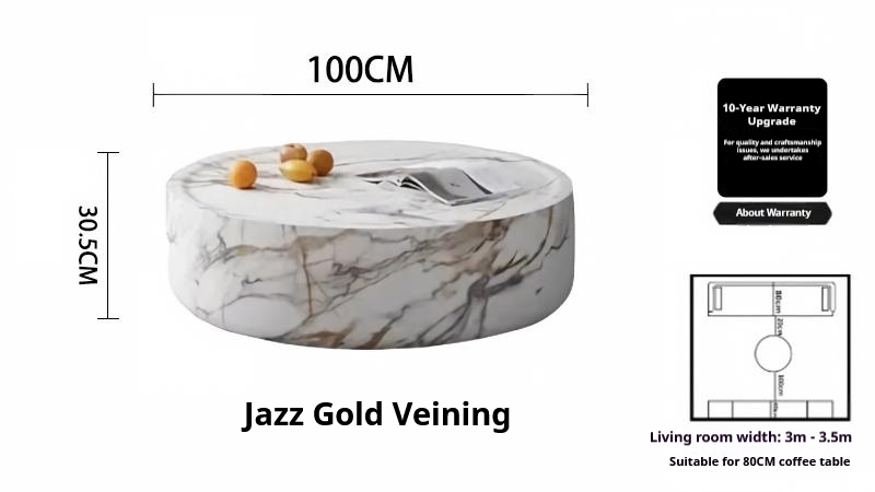 Jazz Gold pattern round travertine coffee table for luxury living room