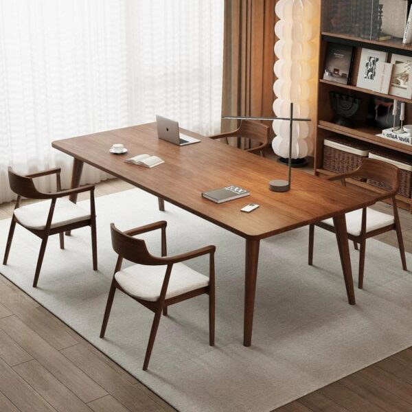 Natural solid wood rectangular desk large home workstation for study and office use