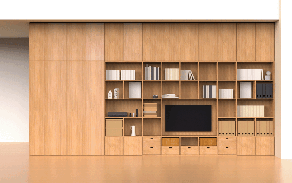 Custom modular wood TV cabinet set combination bookshelf and storage cabinet for living room